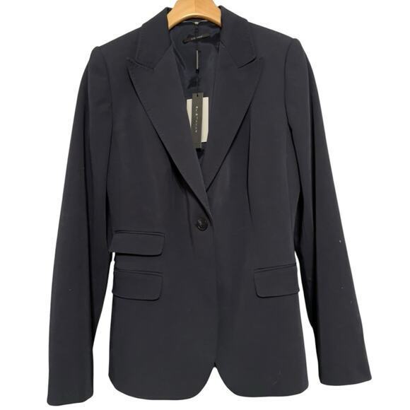 Elie Tahari NWT Women’s Size 8 Navy Blue Cotton Blend Alena Blazer Jacket - Picture 1 of 8